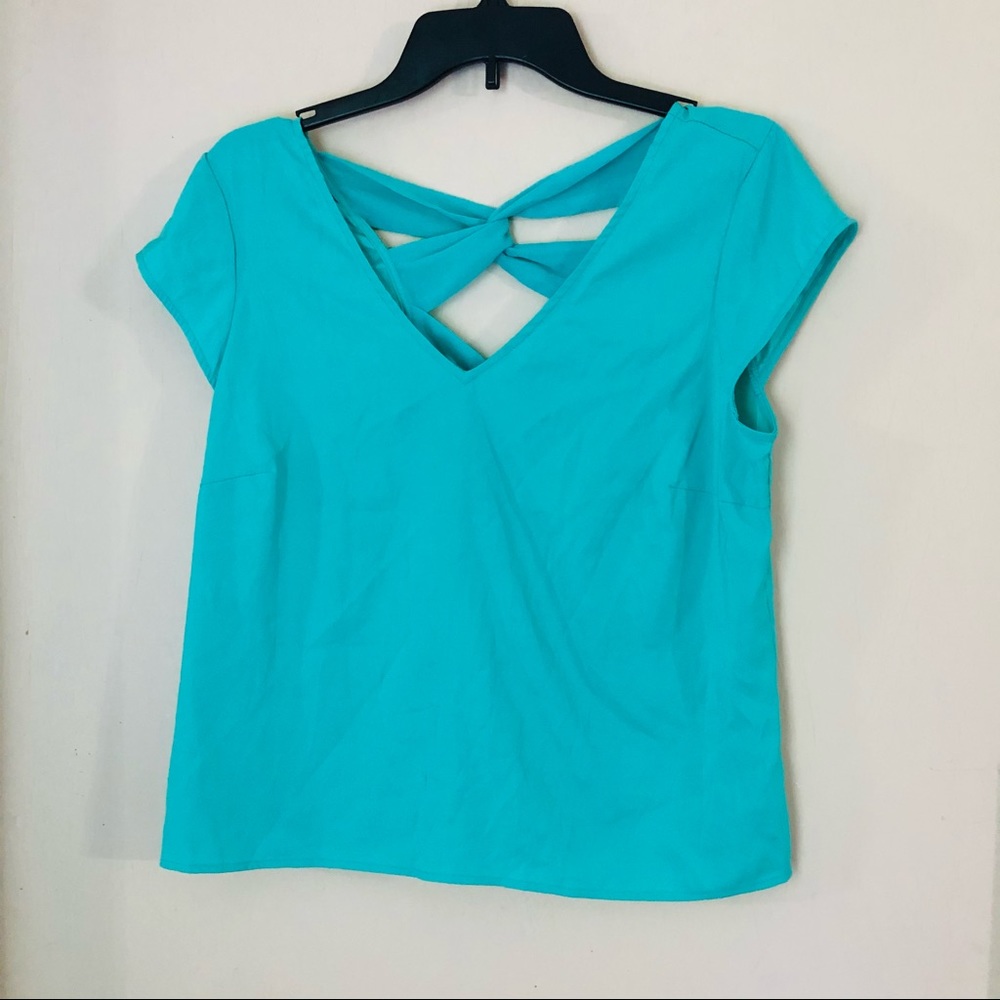 Express Blue Back Bow Top